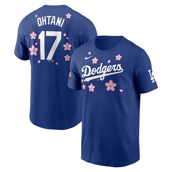 Men Los Angeles Dodgers #17 Ohtani blue MLB 2025 T shirt->mlb t-shirts->Sports Accessory